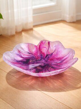 Red, Pink and Purple Swirled Candy/Nut Dish Handcrafted Resin